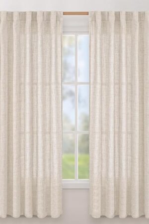 BGment Linen Curtains 63 Inch Length 2 Panels for Living Room - Semi Sheer Drapes Light Filtering Window Treatments with Rod Pocket Back Tab Lightweight for Bedroom, 52 X 63 Inch