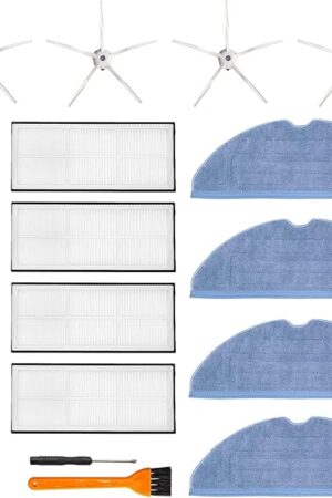 15 Pack S7 Replacement Parts Compatible with Xiaomi Roborock S7 S7+ Roborock S7 MaxV, S7 MaxV Plus, T7 Plus, T7s Plus Robot Vacuum, 1 Main Brush, 4 Hepa Filter, 4 Side Brush, 4 Mop Cloth, 2 Tools