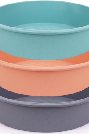 9 inch Silicone Round Cake Pan - Non stick bread pan for baking cake pizza bread and More Food Grade & BPA Free Set of 3