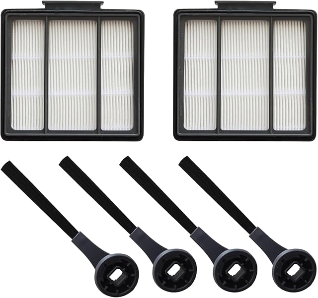 2 HEPA Filters and 4 Brushes Replacement for Shark IQ RV1001AE RV1000 RV1001 Robot Vacuum, Also Fit Shark RV1000 Series, RV912S, RV913S, AV1002AE, AV911S, UR1000SR, UR1005AE, QR1000 Series