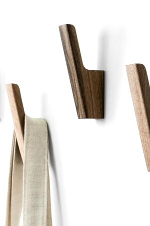Wall Hooks Dark Walnut Walnut Wood Coat Hooks Set of 4 Wall