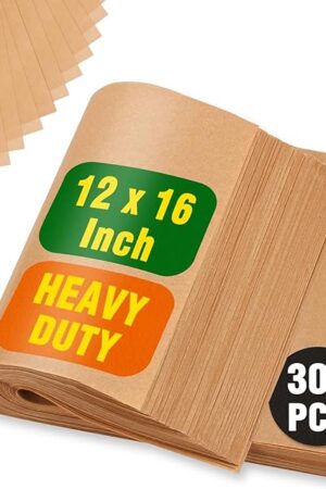 300 PCS Parchment Paper Sheets - OAMCEG 12x16 Inch No Chemical Non-Stick Unbleached Pre-Cut Parchment Paper with a Silicone Brush, for Baking Grilling Air Fryer Steaming Bread Cup Cake Cookie