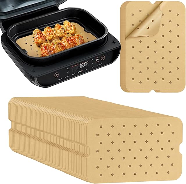 Air Fryer Liners Disposable for Ninja: 150pcs Air Fryer Parchment Paper Liners for Ninja Foodi Smart XL FG551 6-in-1 Indoor Grill Accessories Perforated Rectangle Airfryer Liner Sheets