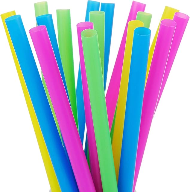 100 Extra Large Plastic Bubble Tea Smoothie Straws, 1/2" Wide X 8 1/2" Long Boba Straws