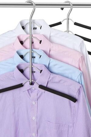 DOIOWN Blouse & Shirt Hangers - Non Slip Space Saving Stainless Steel Closet Organizer (2 Pack)