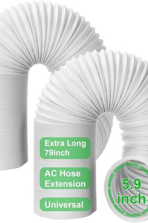 2 Pack Portable Air Conditioner Exhaust Vent Hose, Universal Flexible AC Hose with 5.9" Diameter, Anti-Clockwise Thread, Length up to 79"