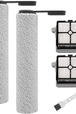 Brush Roller and Filter for Tineco FLOOR ONE S7 PRO/FLOOR ONE S6 Cordless Wet and Dry Vacuum Cleaner Replacement Parts, 2 Brush Roller + 2 Filters + 1 Cleaning Brush