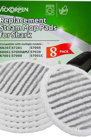 8 Pack Steam Mop Replacement Pads for Shark S8001 S7001 S7201 S7000AMZ S8201 Steamer Mop Washed Pad Repeatedly for All Floors Cleaning