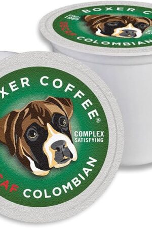 Boxer Coffee 52ct Decaf Colombian – Single-Origin, Swiss Water Process Medium Roast Coffee Pods – Specialty Grade, Artisan Single-Serve Cups – Compatible with Keurig K-Cup Brewers
