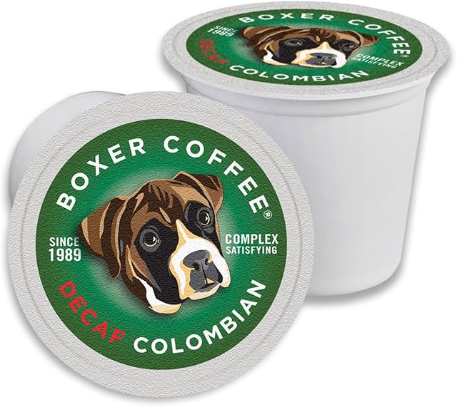 Boxer Coffee 52ct Decaf Colombian – Single-Origin, Swiss Water Process Medium Roast Coffee Pods – Specialty Grade, Artisan Single-Serve Cups – Compatible with Keurig K-Cup Brewers