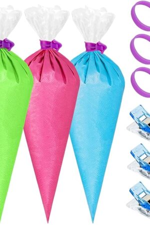 107 Pcs Piping Bags Set, 100Pcs Pastry Bags 12 Inch, Frosting Bags, Cake Decorating Bags, Decorating Bags Piping Bags Disposable with 3 Bag Ties, 3 Clips & 1 Scriber Needle