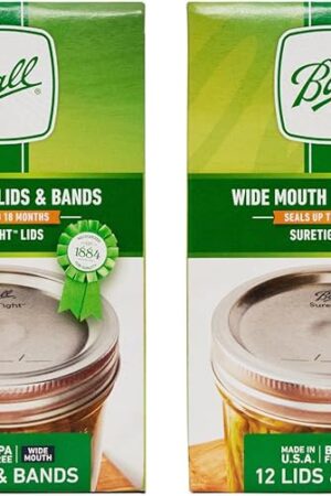 Ball Mason Jar Lids with Bands, Wide Mouth, 12 CT (Pack of 2)