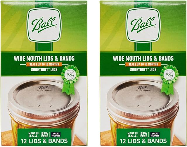 Ball Mason Jar Lids with Bands, Wide Mouth, 12 CT (Pack of 2)