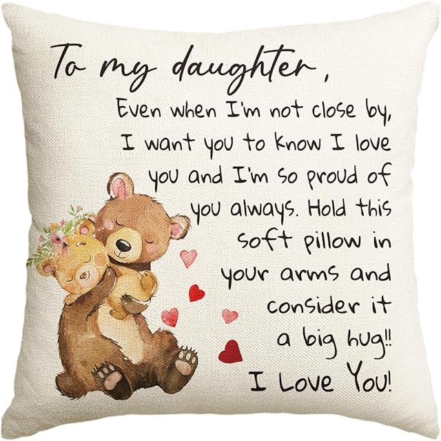 AVOIN colorlife to My Daughter Throw Pillow Cover, 18 x 18 Inch Christmas Daughter Gift Lady Girls Birthday Cushion Case from Mum Dad