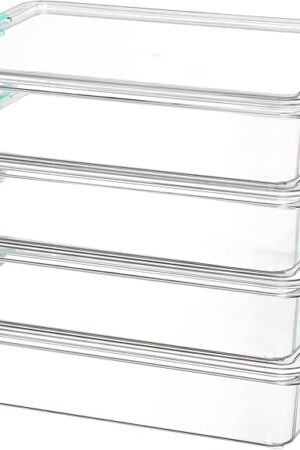 Vtopmart 6 Qt Plastic Storage Bins with Lids, Clear Sensory Bins, Arts Crafts Organizers and Storage, Stackable Containers for Home Office and School Supplies, 4 Pack