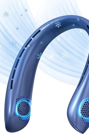 VEKK Neck Fan, Portable Bladeless Fan, 6000mAh Battery USB Rechargeable, LED Display, 360° Cooling Wearable Personal Fan, 3 Speeds, Quiet, Hands Free Neck Fans for Travel, Outdoor, Camping