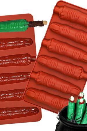 Webake Halloween Witch Finger Chocolate Mold, 6-Cavity Finger Pretzel Rod Molds for Chocolate, Pretzel, Cookie, Pack of 2