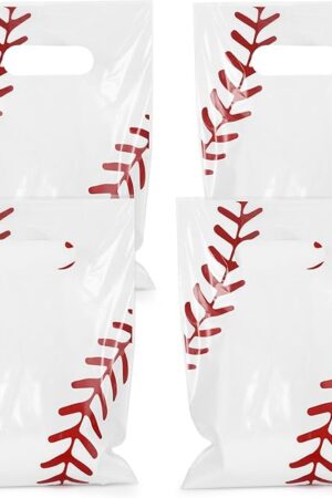 50 Pieces Baseball Gift Bags Plastic Sport Favor Bags