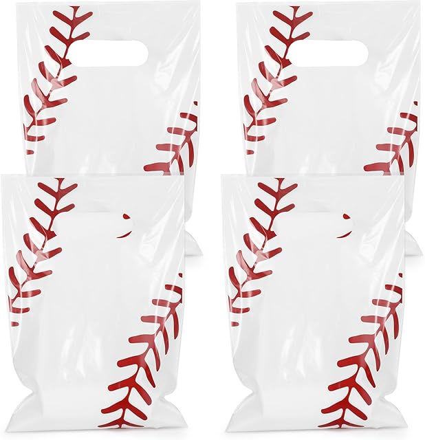 50 Pieces Baseball Gift Bags Plastic Sport Favor Bags