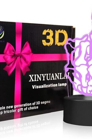 3D Illusion Night Light Desk Lamp, 7 Colors Auto Gradual Changing USB Powered LED Lights with Touch Switch for Kids Gifts Home Decoration (Black Base)