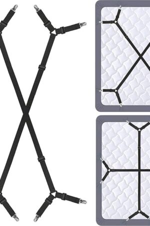 Bed Sheet Holder Straps - Sheet Straps Adjustable Bed Sheet Clips Fasteners Keep Sheets Stays in Place,2Pcs/Set Black