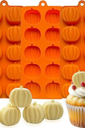 3Pack Pumpkin Chocolate Mold.Fall Silicone Candy Mold Pumpkin Ice Cube Molds Thanksging Baking Molds for Jello Soap Candle Cake Cupcake Decoraion