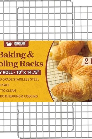 Cooling Rack for Baking and Cooking - 10" x 14.75" Stainless Steel Wire Rack - Heavy Duty Cooling Rack for Oven- Perfect for Jelly Roll Sheet & Cookie Pan, Roasting, Dishwasher Safe - 2 Pack