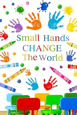 Colorful Inspirational Quotes Wall Decals Watercolor Paint Splatter Wall Decals Motivational Saying Wall Stickers Handprint Crayon Wall Stickers for Kids Classroom Nursery Playroom Daycare Decor