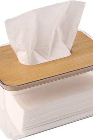 Acrylic Tissue Box, Acrylic Dryer Sheet Holder for Laundry Room, Table Clear Dryer Sheet Dispenser Rectangular
