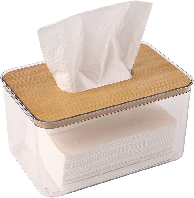 Acrylic Tissue Box, Acrylic Dryer Sheet Holder for Laundry Room, Table Clear Dryer Sheet Dispenser Rectangular