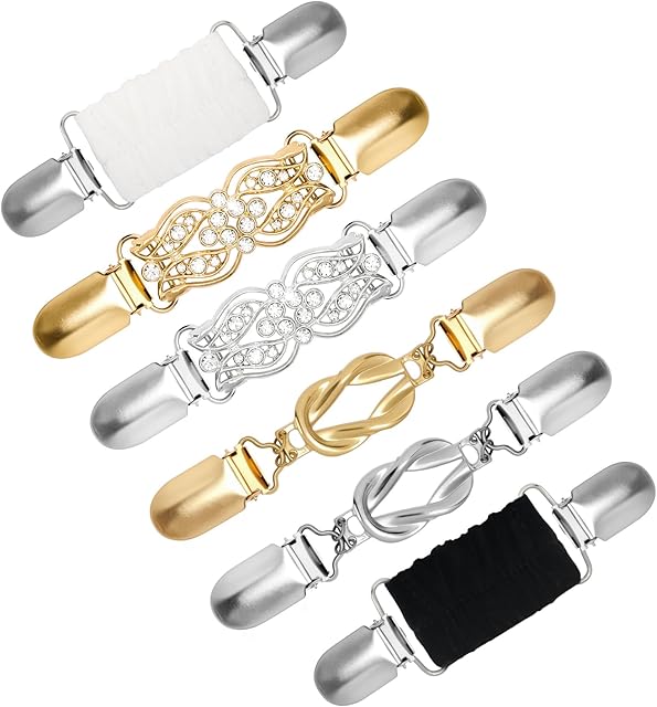 Chanaco 6Pcs Cinch Clips Vintage Dress Clip Back Cinch Set Retro Waist Cincher Sweater Clip for Cardigans Shawl Shirt Scarf Shirt Clips for Women to Tighten