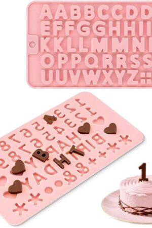 2 Pcs Silicone Molds Letter Mold and Number Chocolate Edible Letters for Cake Decorating Candy Molds For Birthday Party
