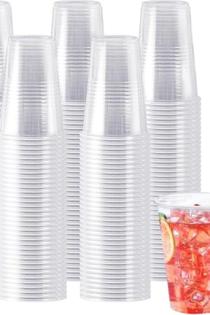 600 Pack 9 oz Plastic Cups, Clear Disposable Cups, Hot/Cold Party Drinking Cups, PP Clear Plastic Cups Bulk for Party, Picnic, BBQ, Wedding, Travel