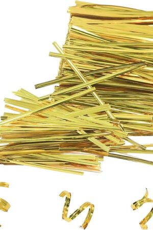 4 Inches Twist Ties for Bags,800pcs Twist Ties for Plastic Bags,Reusable Bread ties,Gold Twist Ties,Twisty Ties for Candy Bags, Coffee Bags, Snacks, Cake Pops, Party Supplies (A-golden)
