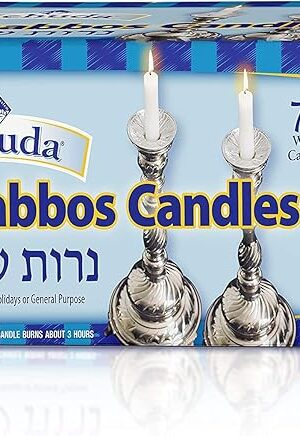 Yehuda 3 Hour White Shabbos Candles (72 Count) Traditional Shabbat Dinner Table Household Candles
