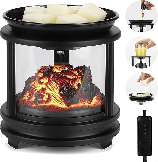 Wax Melt Warmer with Timer,Campfire Wax Warmer,3-in-1 Oil Burner Electric Candle Wax Warmer,Wax Warmer for Scented Wax Melts,Wax Melter Fragrance Warmer for Home Office Bedroom Gifts & Decor