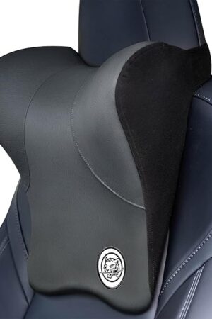 Car Neck Pillow for Driving Seat, Soft Memory Foam Headrest Pillow with Adjustable Strap and Removable Cover, Ergonomic Neck Support for Car, Office Chair, Gaming Chair – Dark Grey