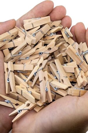 200 PCS Mini Clothespins 1.2 Inch, Mini Clothes Pins for Photos, Small Clothes Pins Wooden, Mini Photo Clips for Baby Shower Crafts DIY Project