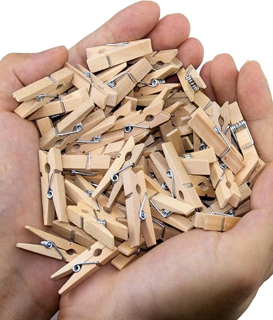 200 PCS Mini Clothespins 1.2 Inch, Mini Clothes Pins for Photos, Small Clothes Pins Wooden, Mini Photo Clips for Baby Shower Crafts DIY Project