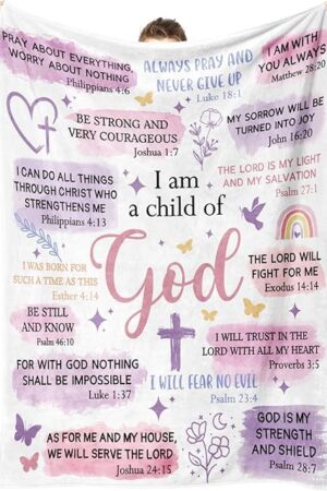 Baptism Gifts for Girl Women, I am A Child of God Blanket, Christening Communion Gifts for Girls, Granddaughter, Goddaughter, Christian Religious Inspirational Birthday Catholic Present(50*60)