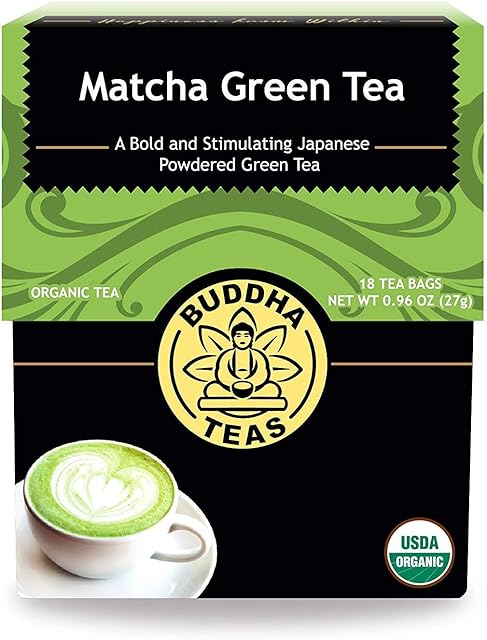 Buddha Teas Organic Matcha Green Tea - 18 Tea Bags (Pack of 1) | With Antioxidants | OU Kosher | Caffeinated | Clean Ingredients | For Health & Wellbeing