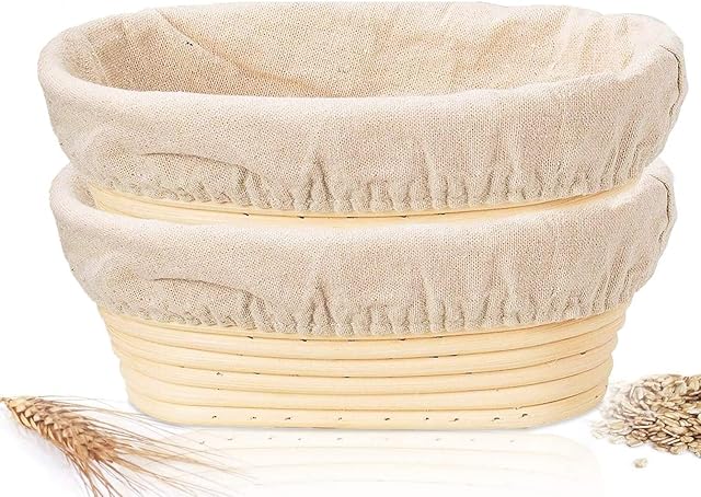 Banneton Bread Proofing Basket, 2 Pack 10 Inch Oval Sourdough Proofing Basket, Sourdough Bread Baking Supplies for Making Baking Fermentation Food Storage Tools