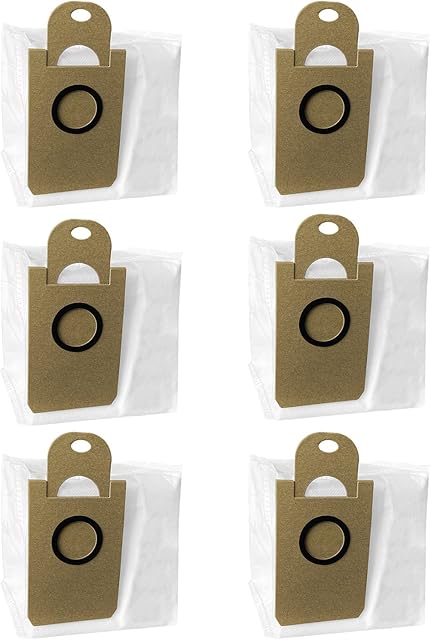 Dust Bags Replacement for iHome AutoVac Nova Pro Self Empty Robot Vacuum Cleaner Accessory Parts, for iHome Nova S1 Pro, Halo, Orbita, Eclipse, Luna, 6 Pack