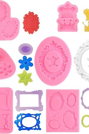 6 Pcs Photo Frame Silicone Molds,Picture Fondant Candy Chocolate Candy Molds for Cake Decorating,Cake Puck,Cupcake,Chocolate