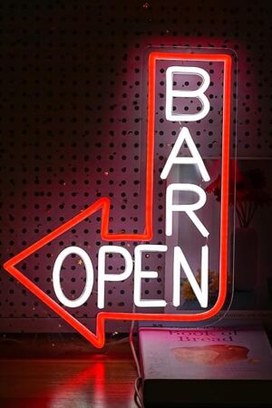 Bar Neon Sign LED Open Light for Wall Decor Dimmable USB Bar Light Up Sign for Pub Restaurant Business Occasions Man Cave (15.4 * 11.8In)