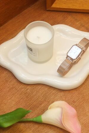 Ceramic Jewelry Tray Trinket Dish, Decorative Cloud Vanity Key Tray for Women, Ring Holder Dish, Cute Jewelry Plate Bowl Room Decor Aesthetic, White, Medium