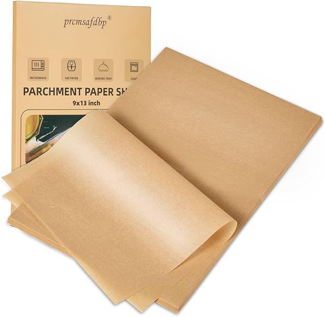 9x13 In Non-Stick Precut Baking Parchment Paper Sheets for Baking Enthusiasts - Withstands Temperatures up to 450°F - 100% Natural Wood Pulp (120PCS)
