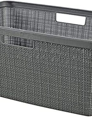 CURVER Jute 46L Laundry Basket - Clean and Dirty Laundry Bin - Ergonomic Handles - Basket for Bathroom or Laundry Room - 70% Recycled - 59.4 x 39.4 x 25.7 cm - Grey