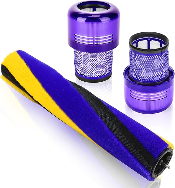Brush Roller and Filter for Dyson V15 Detect/V15 Detect Plus Vacuum Cleaner, V15 Replacements Parts #970013-02 & 971634-01