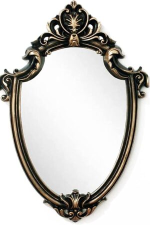 Eaoundm 16.5 x 11.5inch Vintage Mirror Antique Mirror Decorative Wall Mirror Shield Shape (Vintage Gold)